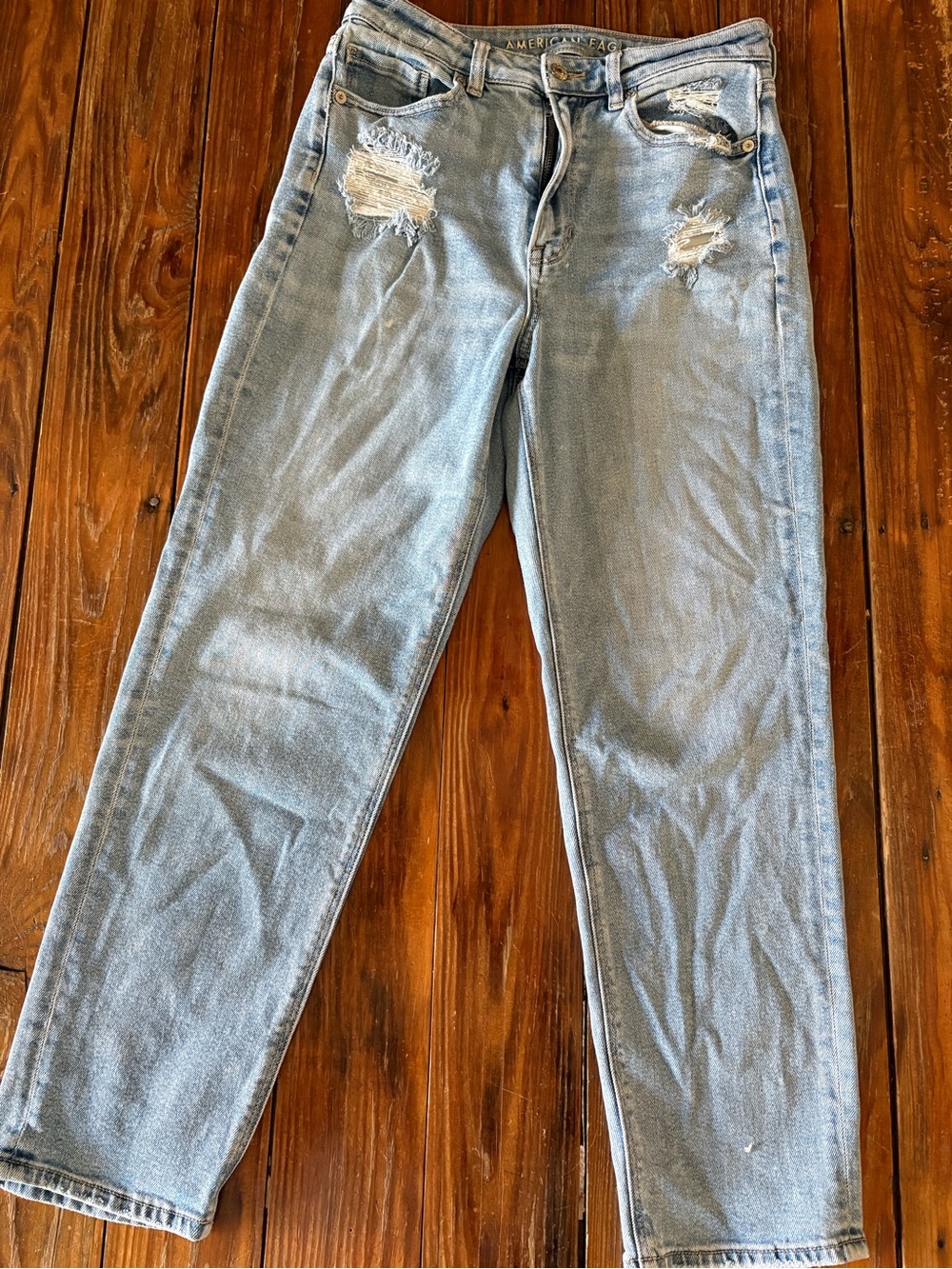 American Eagle Outfitters Light Wash Distressed Straight Leg Jeans